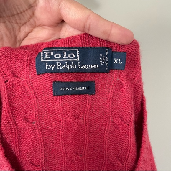 Vintage Polo Ralph Lauren Men’s cable knit sweater 100% Cashmere size XL - Picture 5 of 5